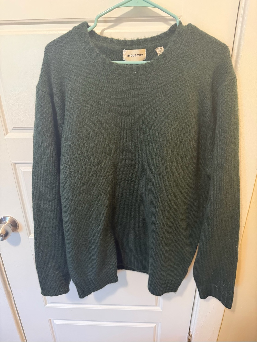 Industry Men’s XL Dark Forest Green Chunky Knit Crewneck Sweater